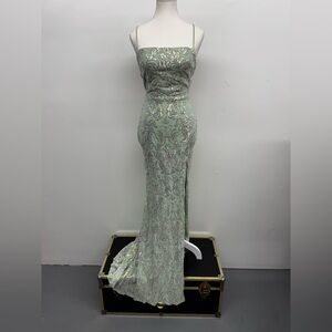 Windsor Elegant Mint and Silver Gown